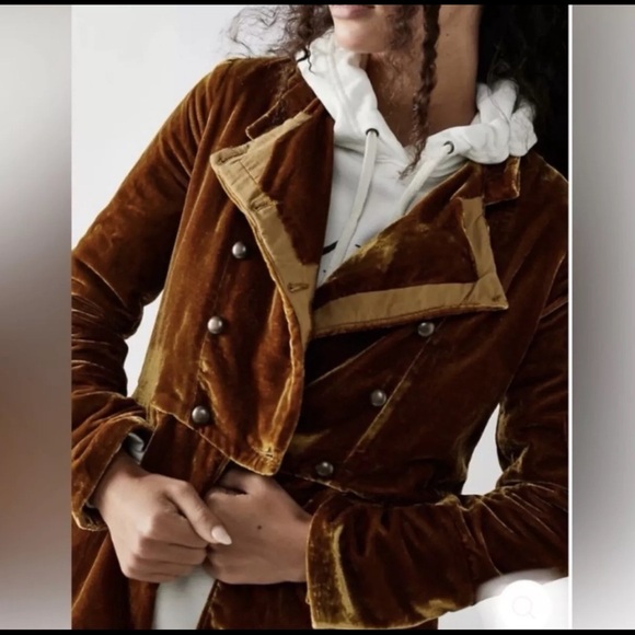 Free People Faye Stunning Metallic Gold Military Jacket - Picture 3 of 14